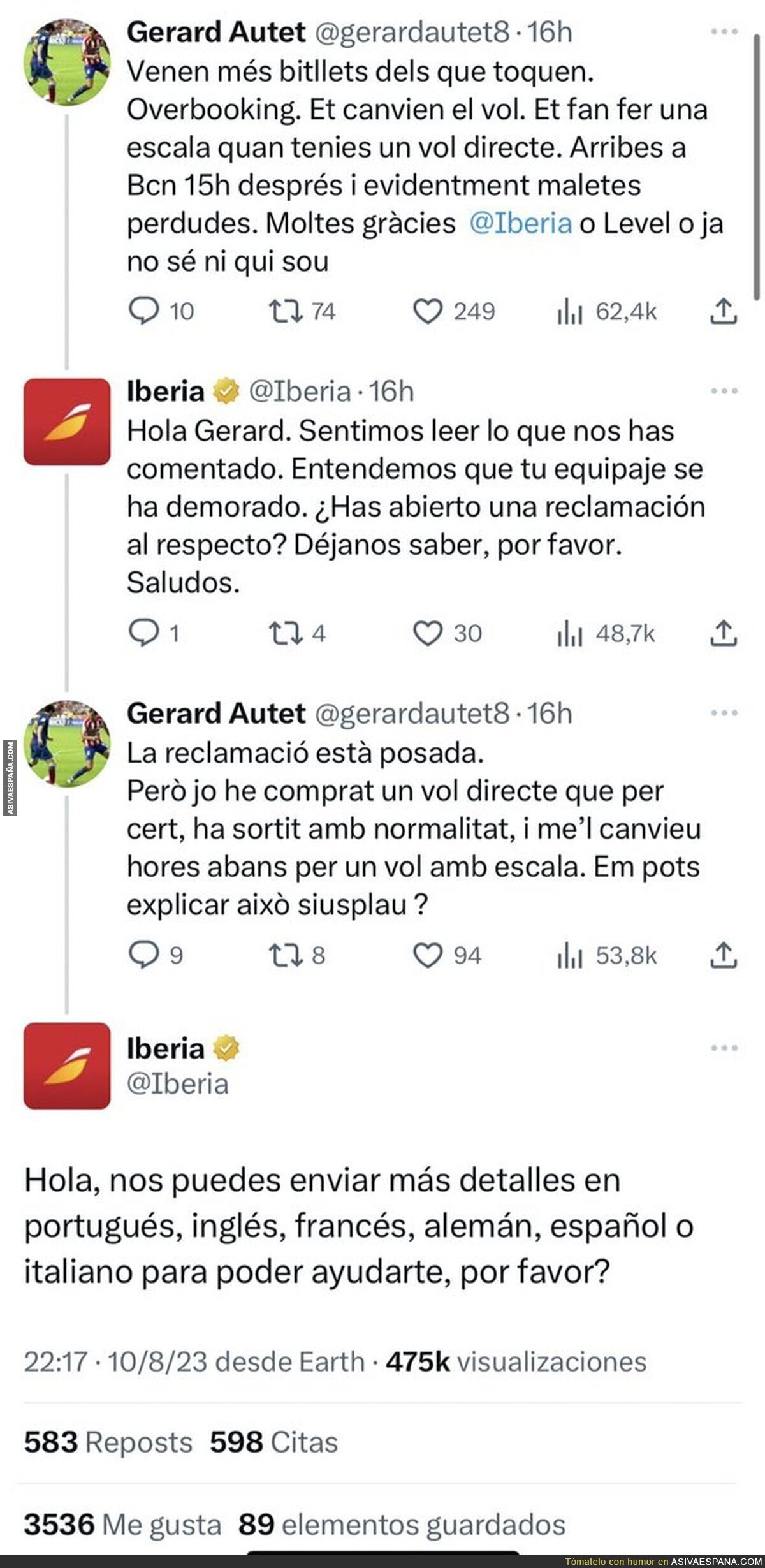 Este troleo a un catalán por parte de Iberia es buenísimo