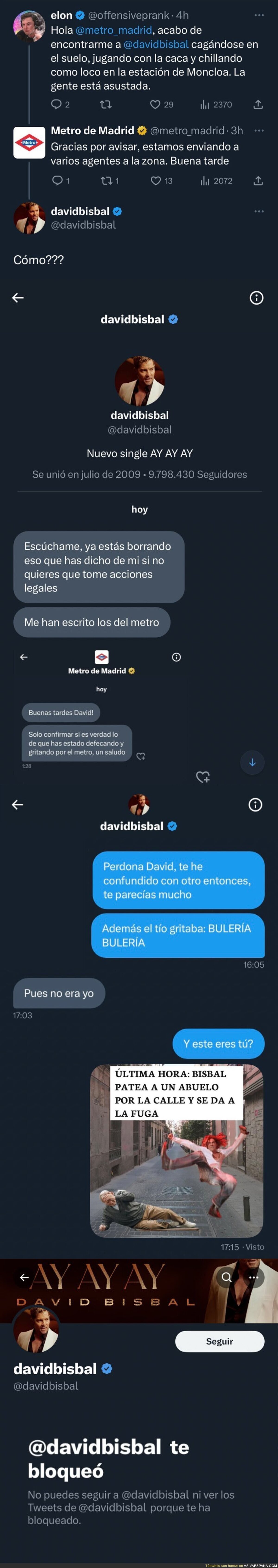La divertida conversación de David Bisbal en una conversación con el Metro de Madrid