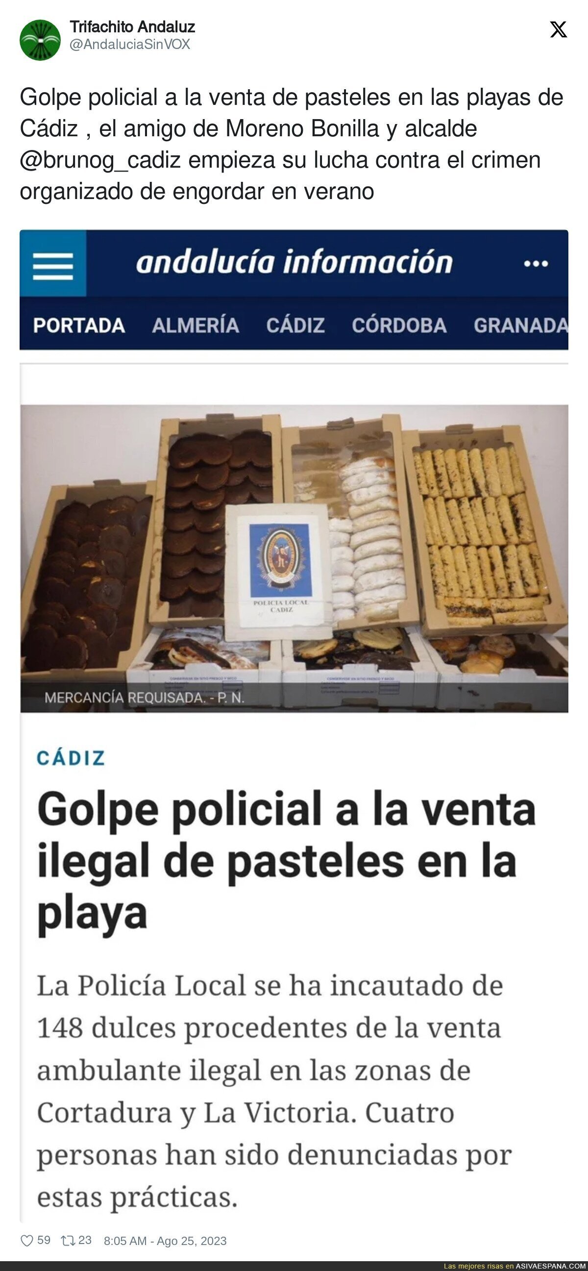 Golpe policial a la venta de pasteles en las playas de Cádiz