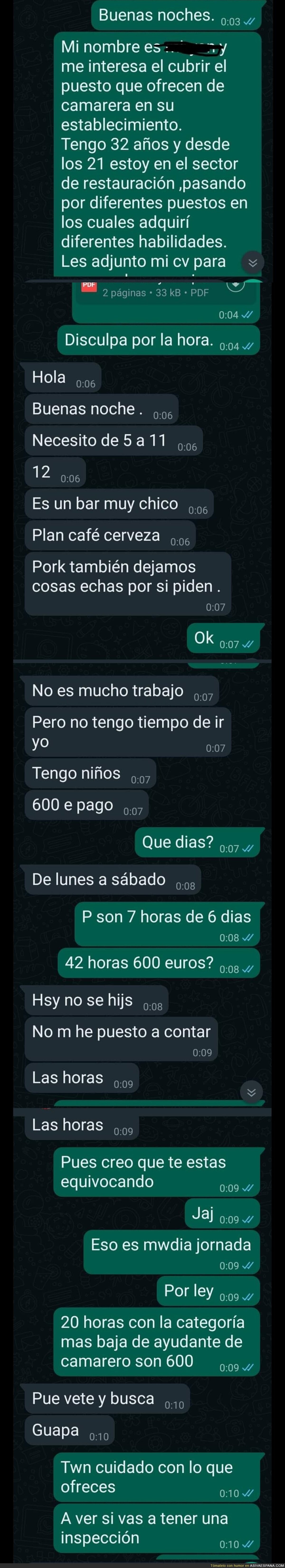 "Oferta" de trabajo en Sevilla