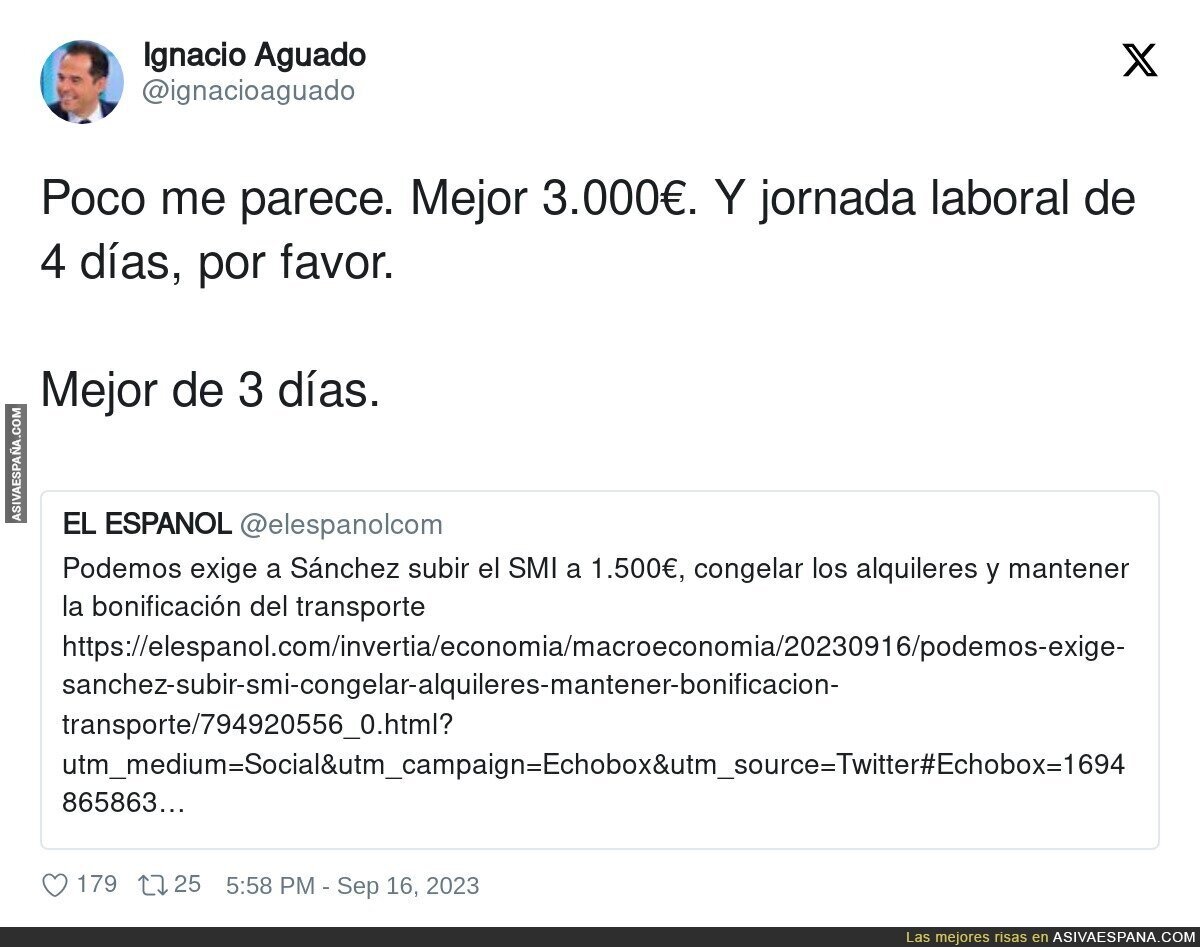 ¿Qué problema tiene Ignacio Aguado con los salarios?