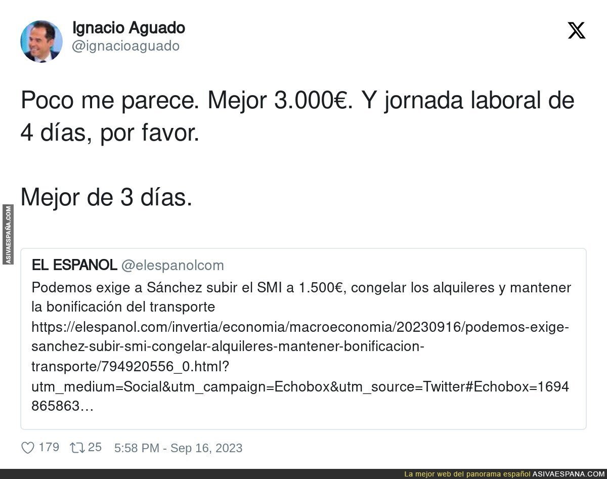 ¿Qué problema tiene Ignacio Aguado con los salarios?