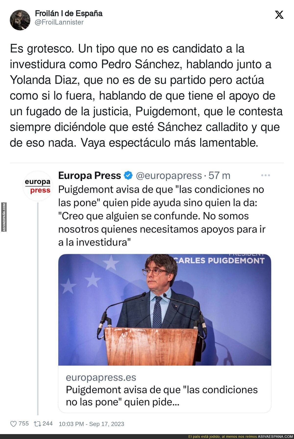 España en manos de Puigdemont