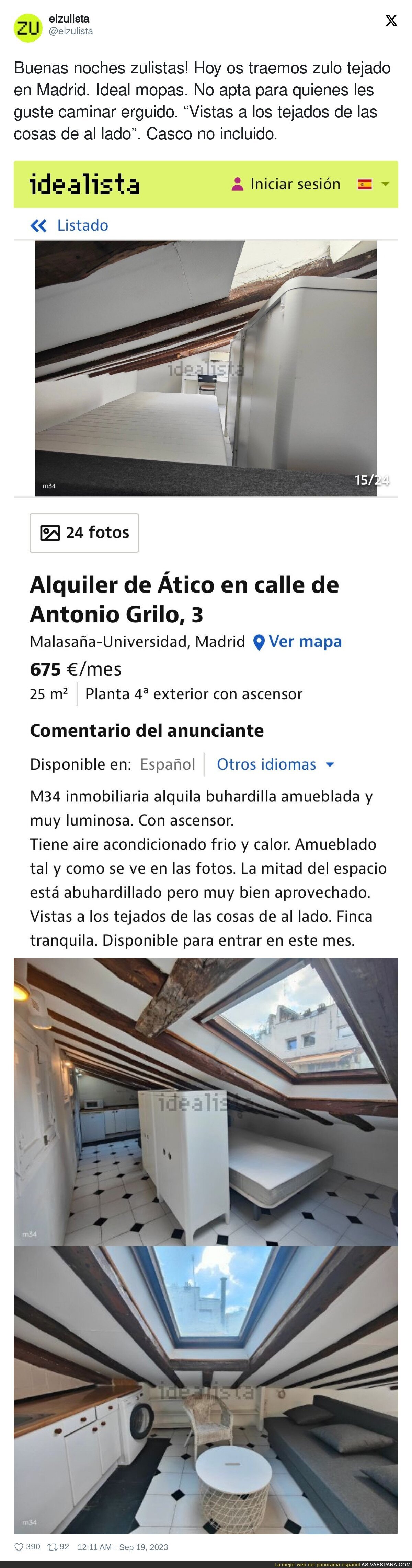 Vergüenza absoluta por el precio de este ático en Madrid