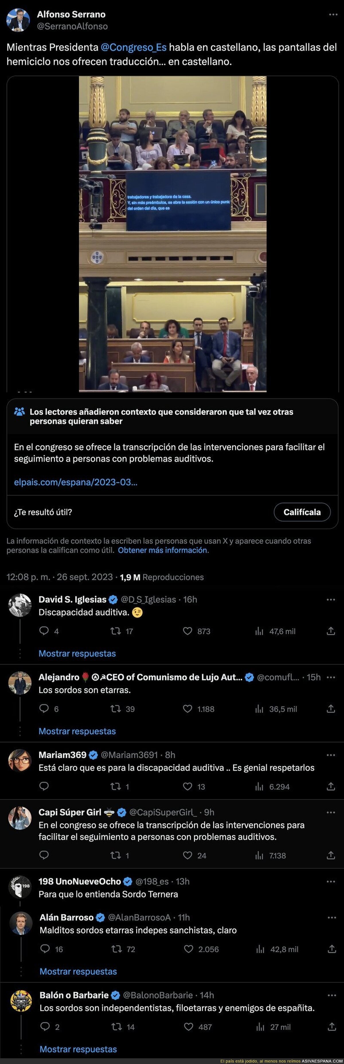 El secretario general del PP en Madrid se indigna por esta pantalla en el Congreso