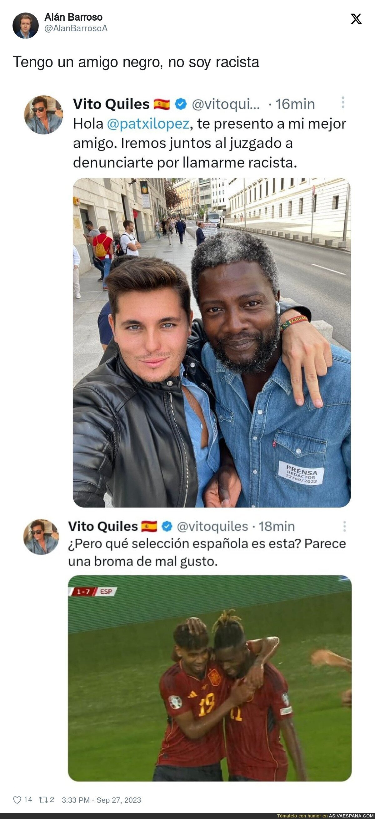 El racismo de Vito Quiles que no puede ocultar