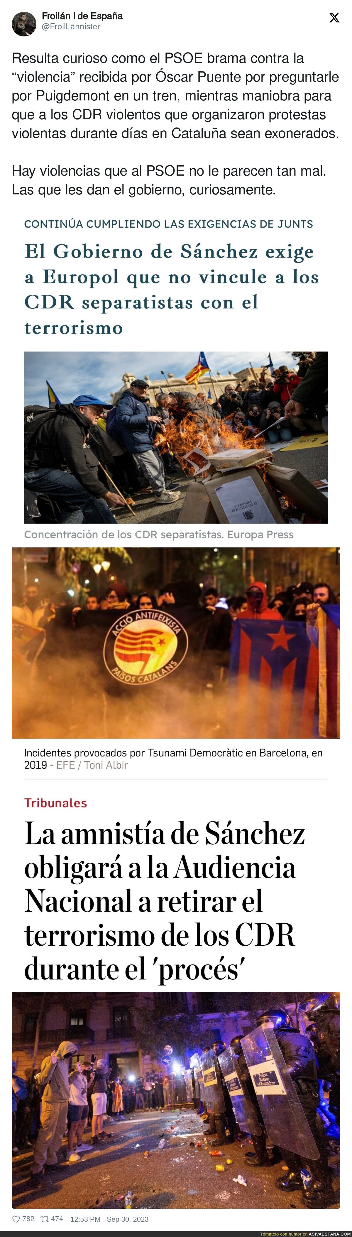 La violencia que gusta al PSOE
