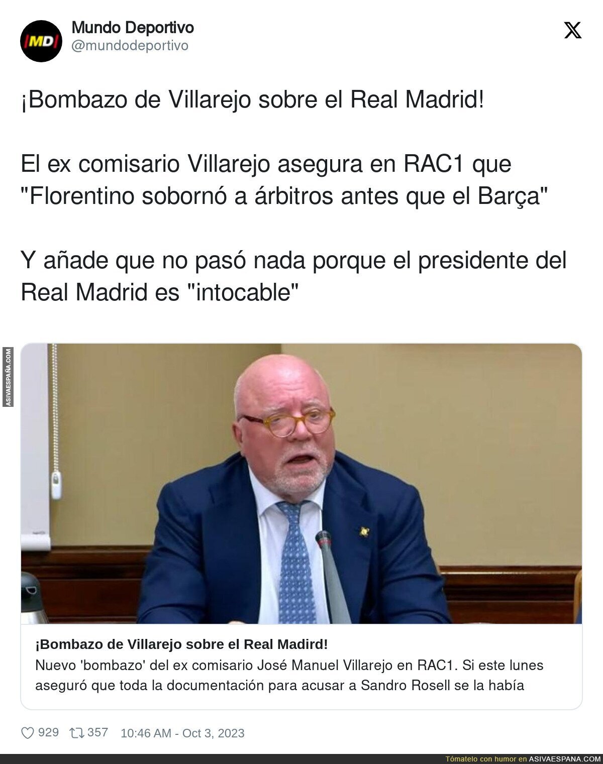 Villarejo suelta la realidad del fútbol español