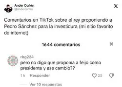 Comentarios en TikTok sobre el rey proponiendo a Pedro Sánchez para la investidura
