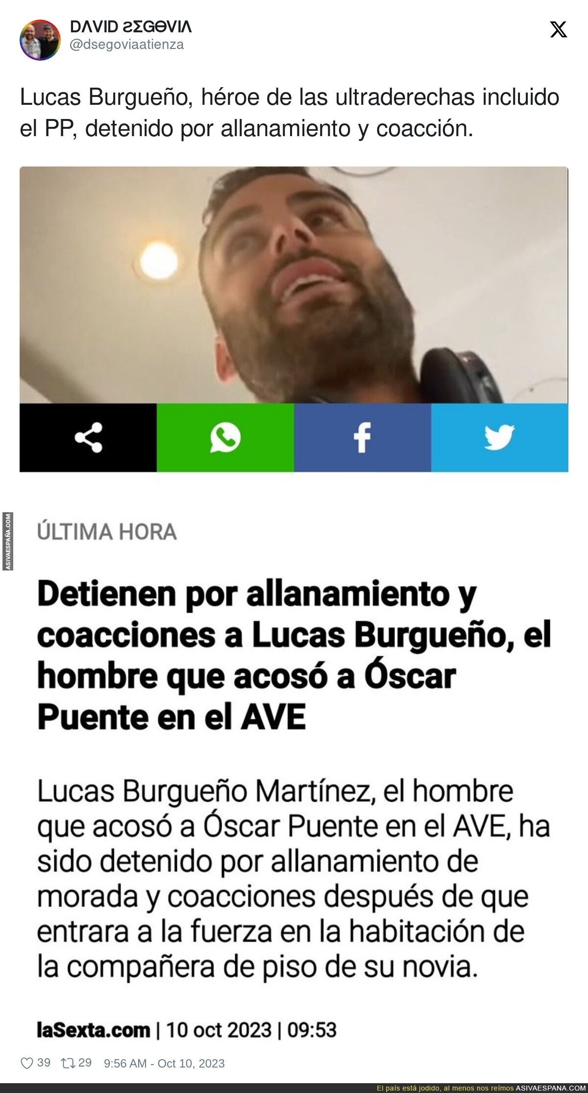 Lucas Burgueño, héroe de las ultraderechas incluido el PP
