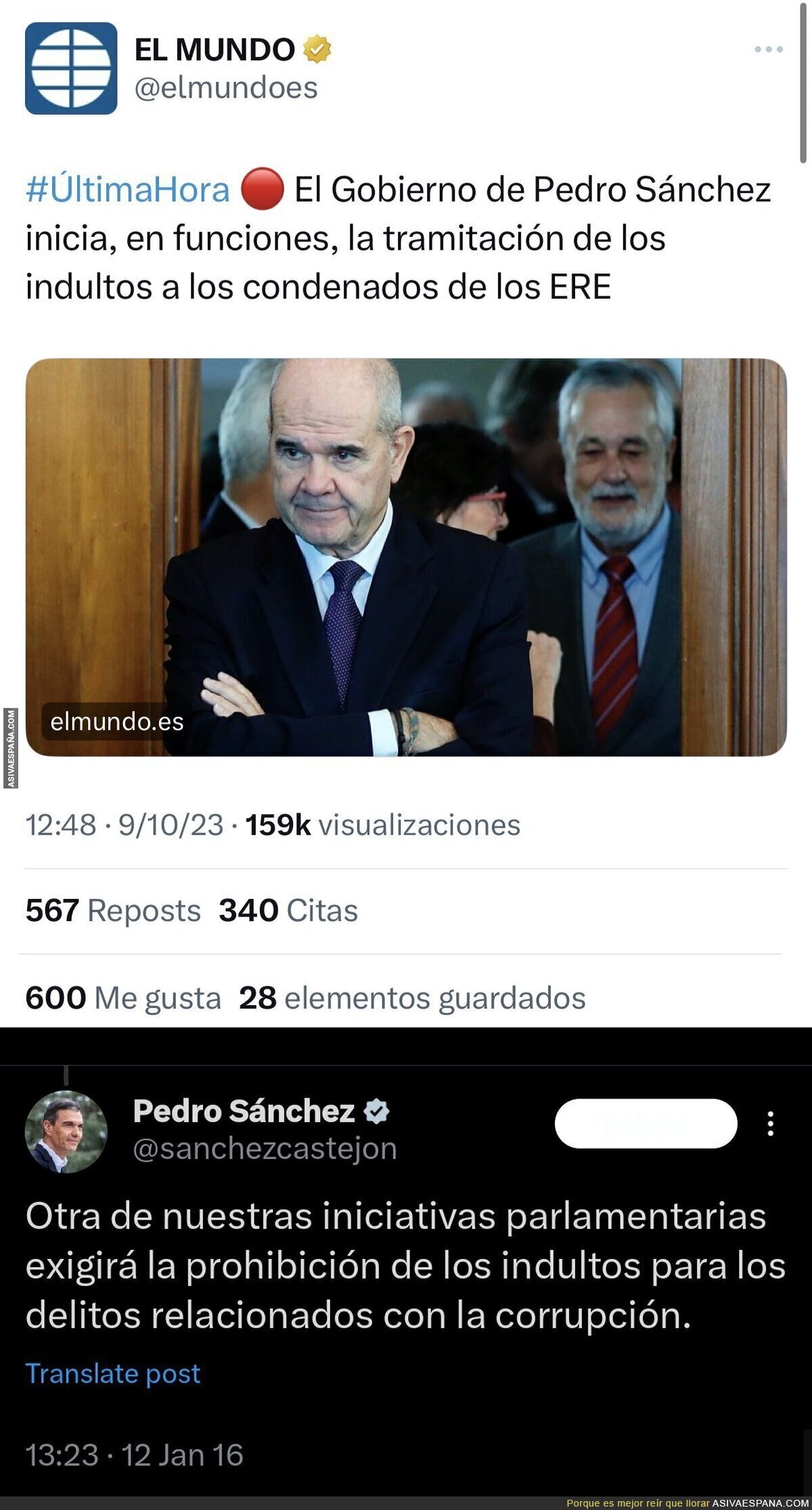 Hablando de indultos y Pedro Sánchez...