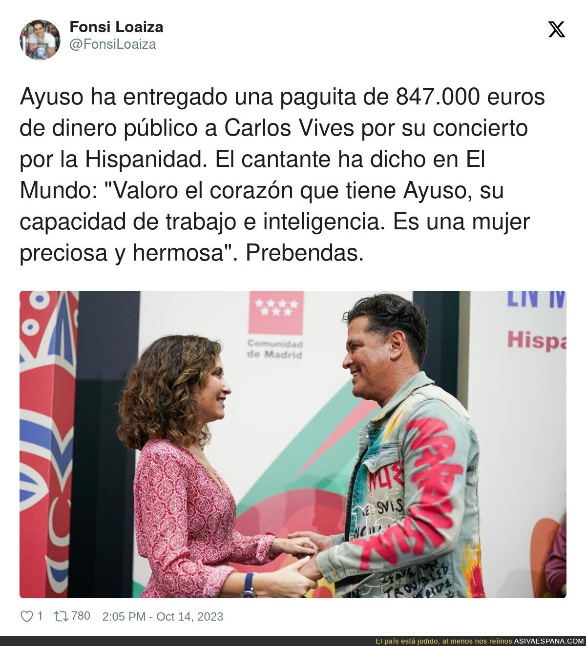 Carlos Vives se ha hecho de oro en Madrid