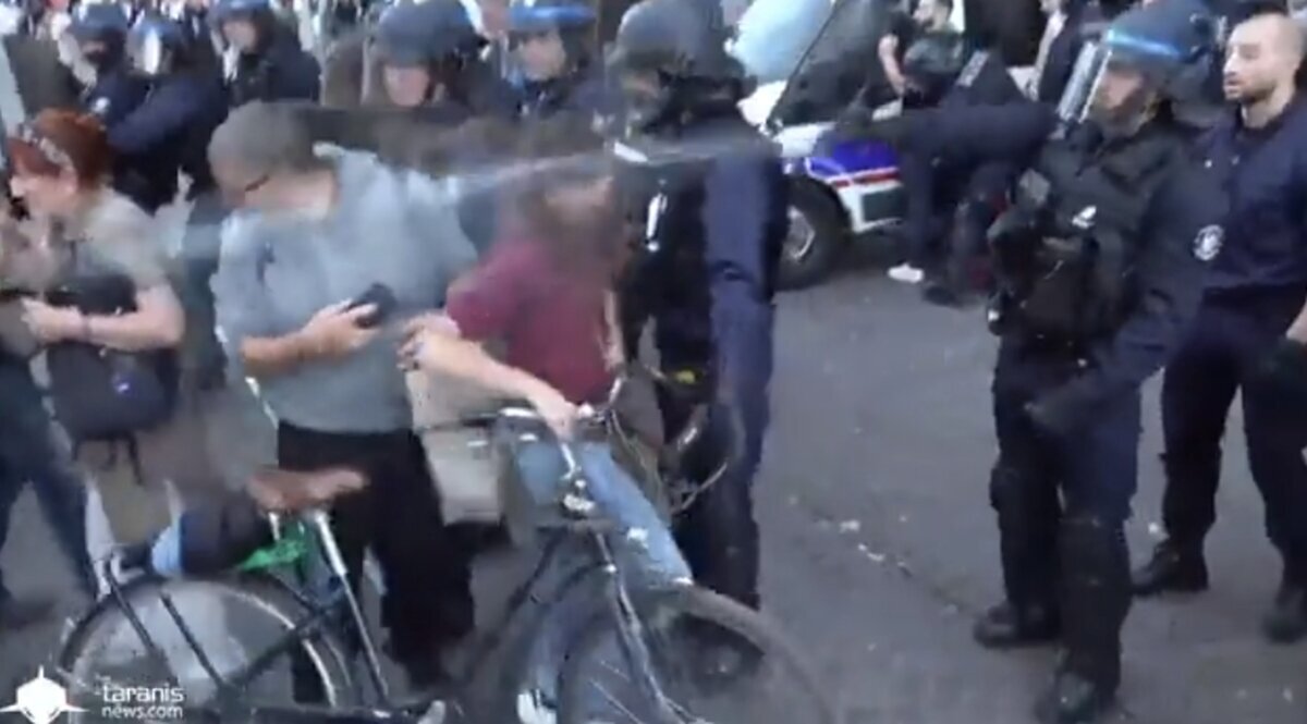 Un policía francés ataca así a una manifestante a favor de Palestina