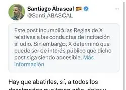 X castiga a Santiago Abascal tras soltar esta barbaridad