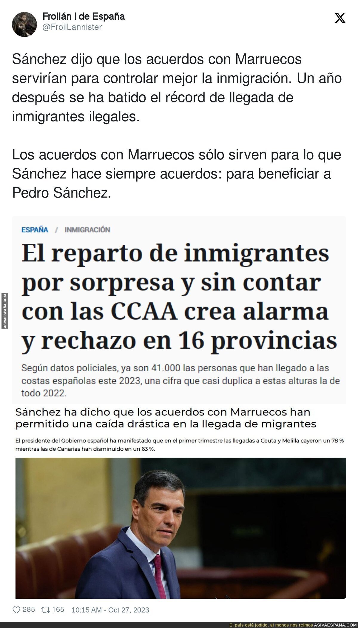 La inmigración se descontrola con Pedro Sánchez
