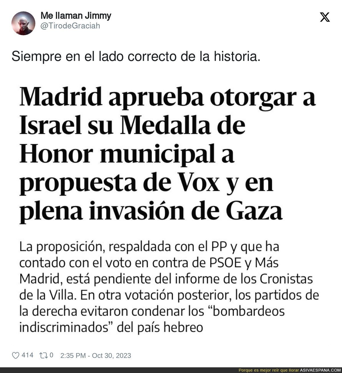 Madrid se posiciona con Israel