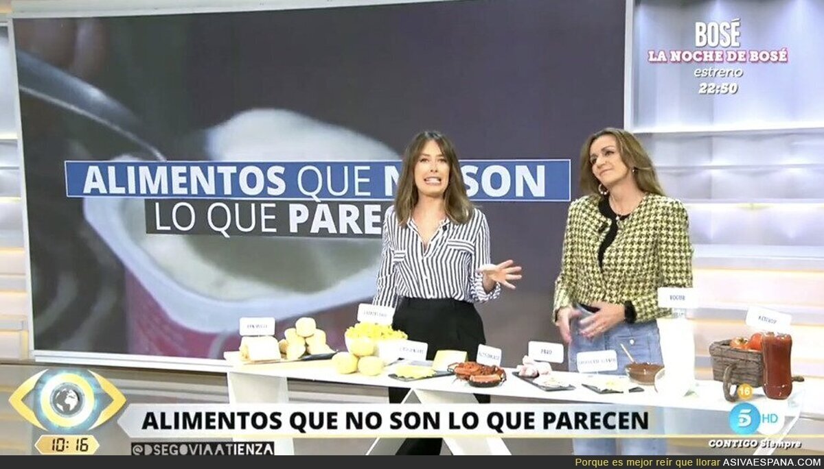 La nutricionista de Telecinco aprovecha para atizar a Pedro Sánchez al hablar de alimentos falsos