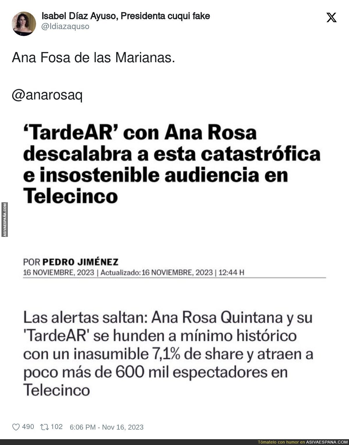 Ana Rosa Quintana hunde la tarde de Telecinco