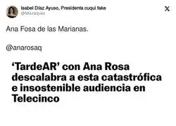 Ana Rosa Quintana hunde la tarde de Telecinco