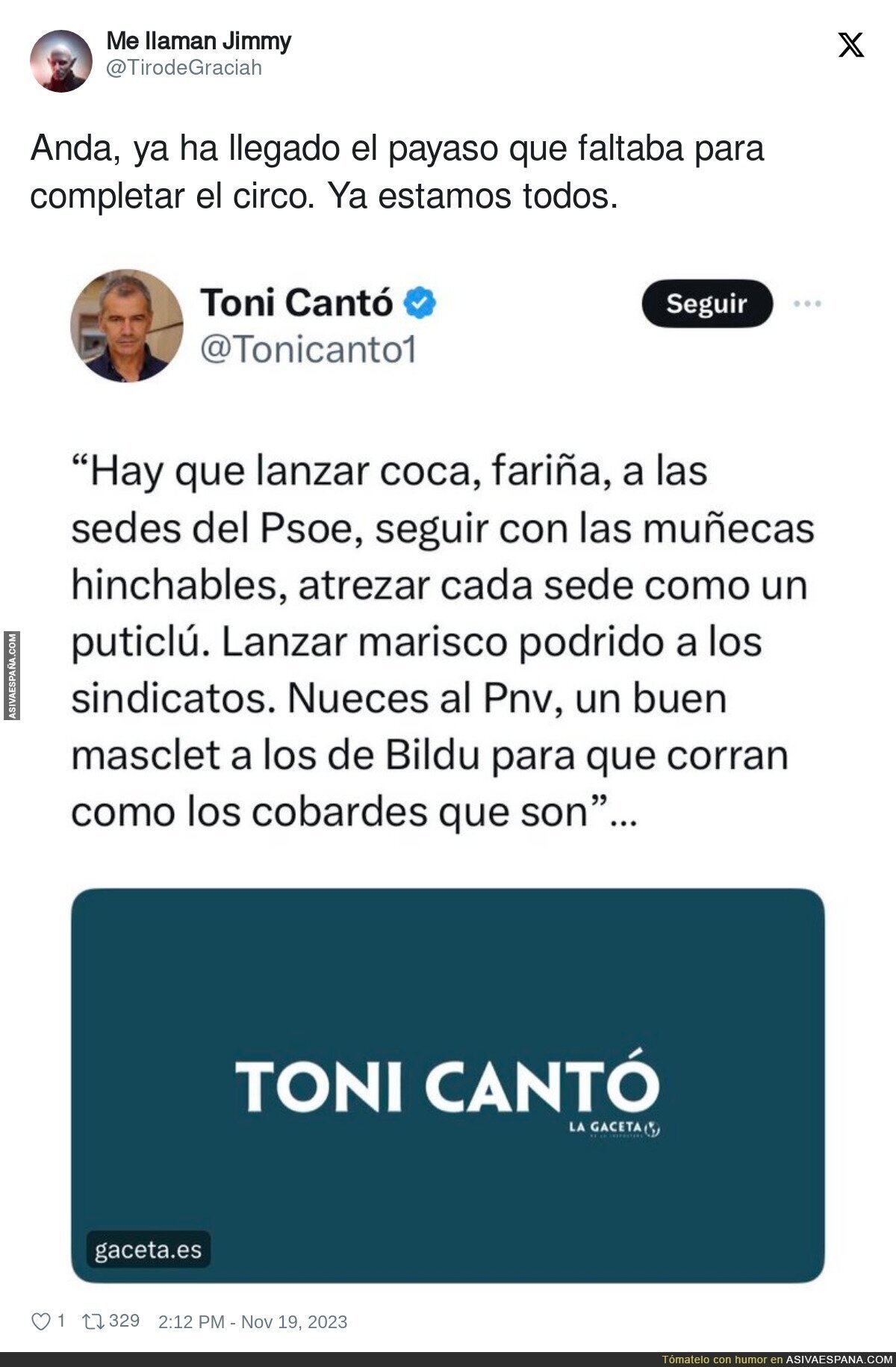 Toni Cantó se une para hacer el ridículo