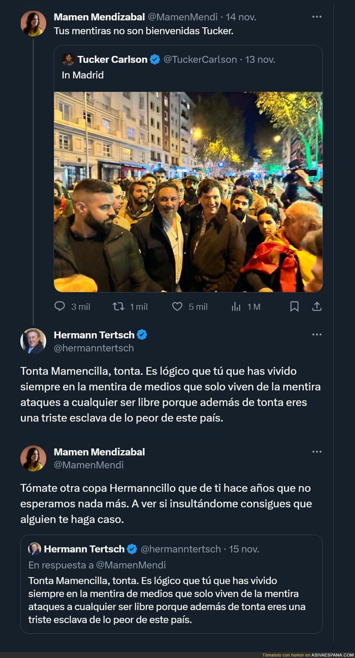 Mamen Mendizabal despachando a Hermann Tertsch en X