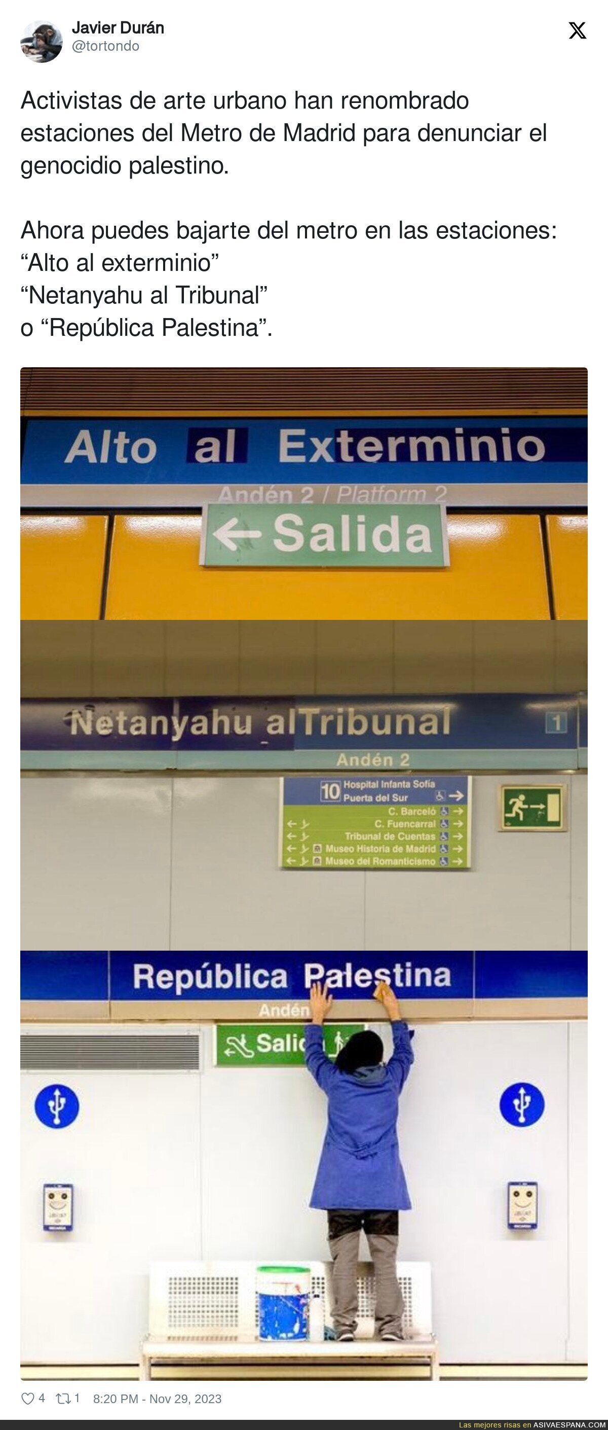 La genial acción de unos activistas en el Metro de Madrid cambiando los nombres