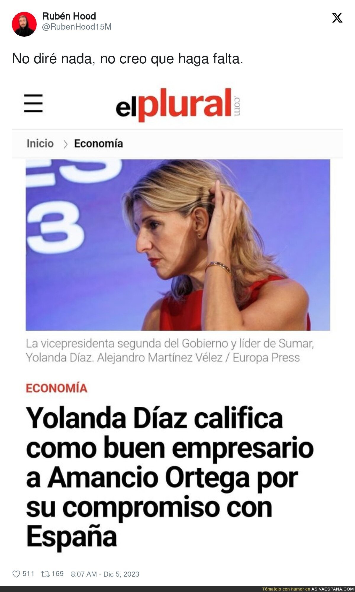 Yolanda Díaz es la decepción personificada