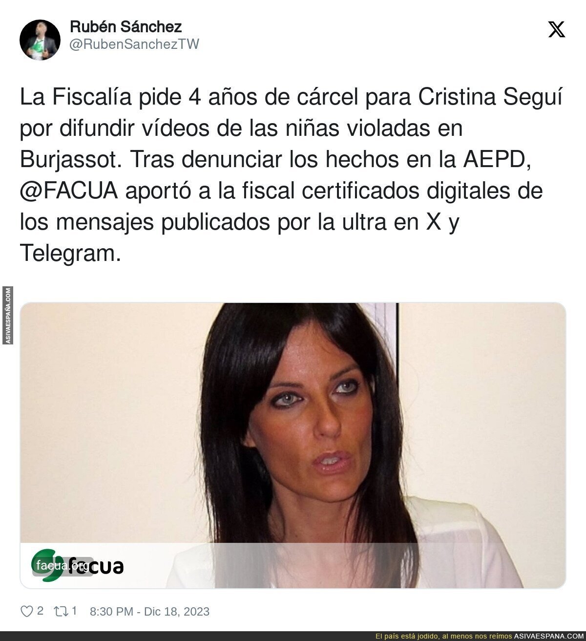 Cristina Seguí está en problemas