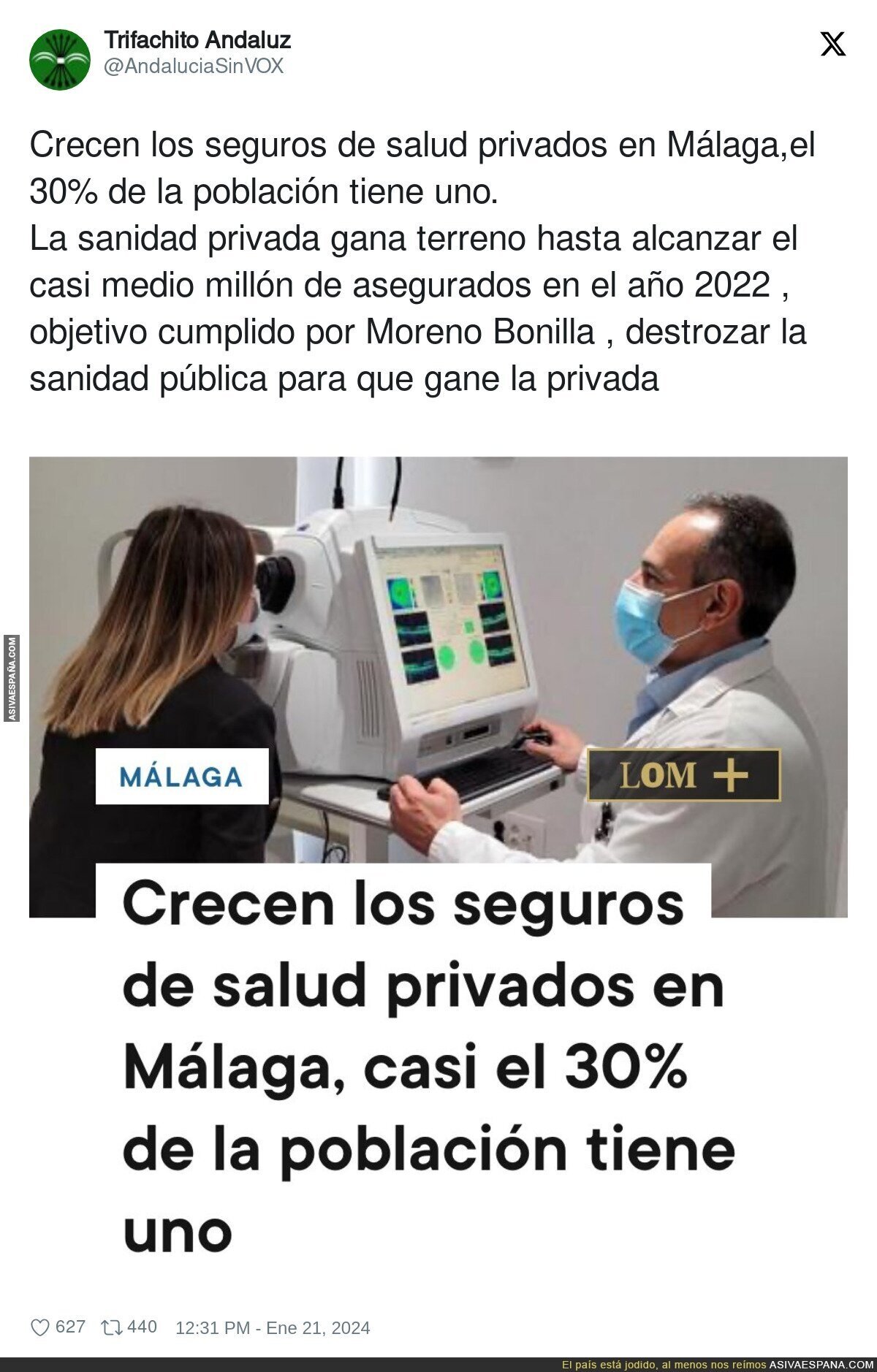 La gente en Málaga se pasa a la sanidad privada