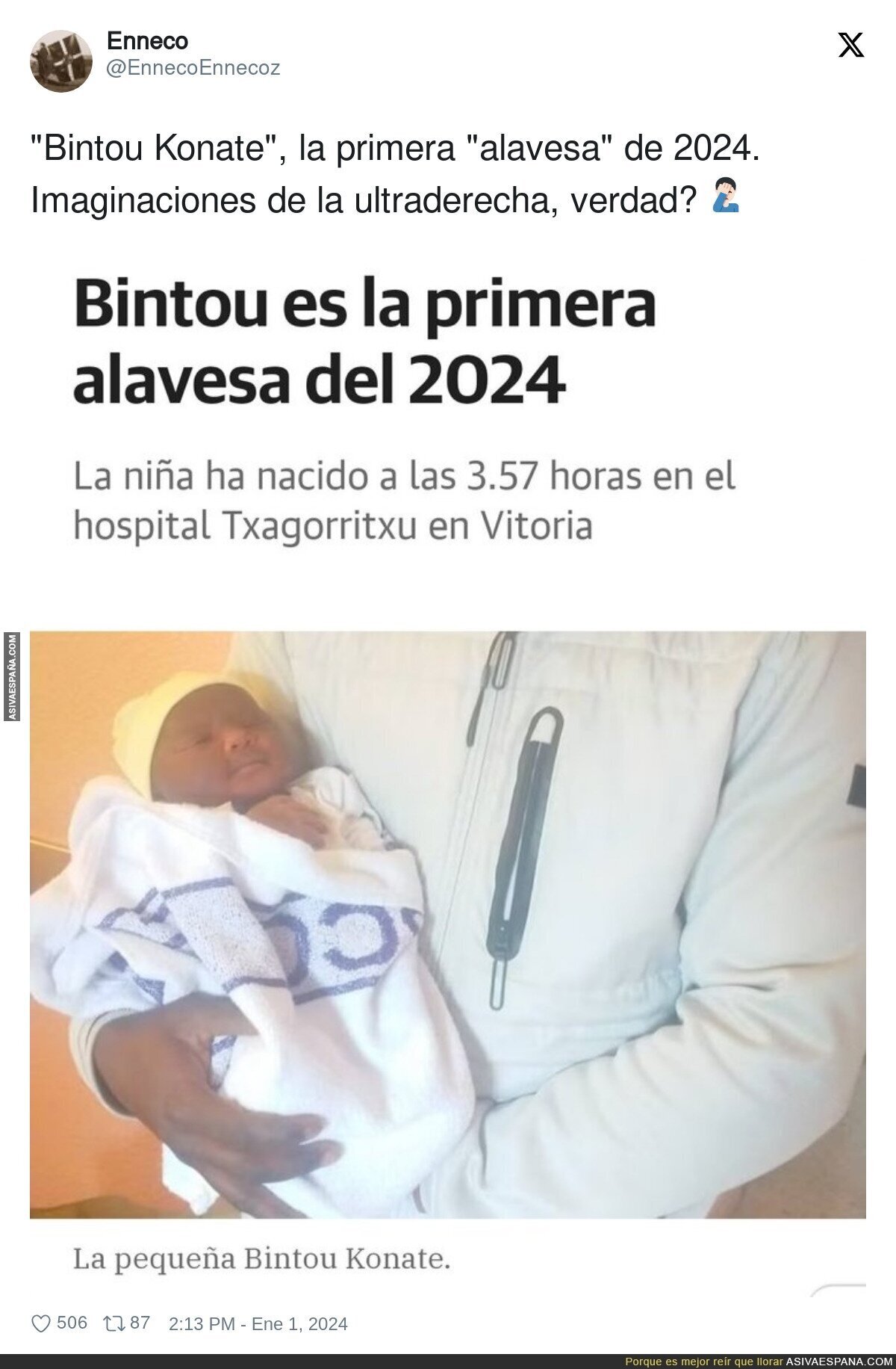 La ultraderecha la toma contra una de las primeras recién nacidas de 2024