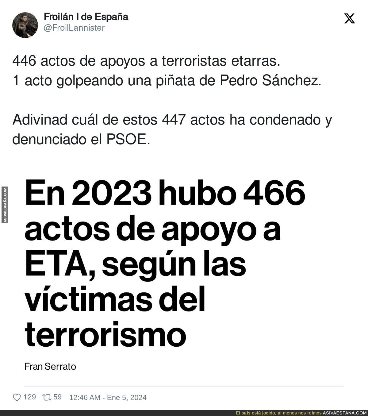 El apoyo al terrorismo que hay en España