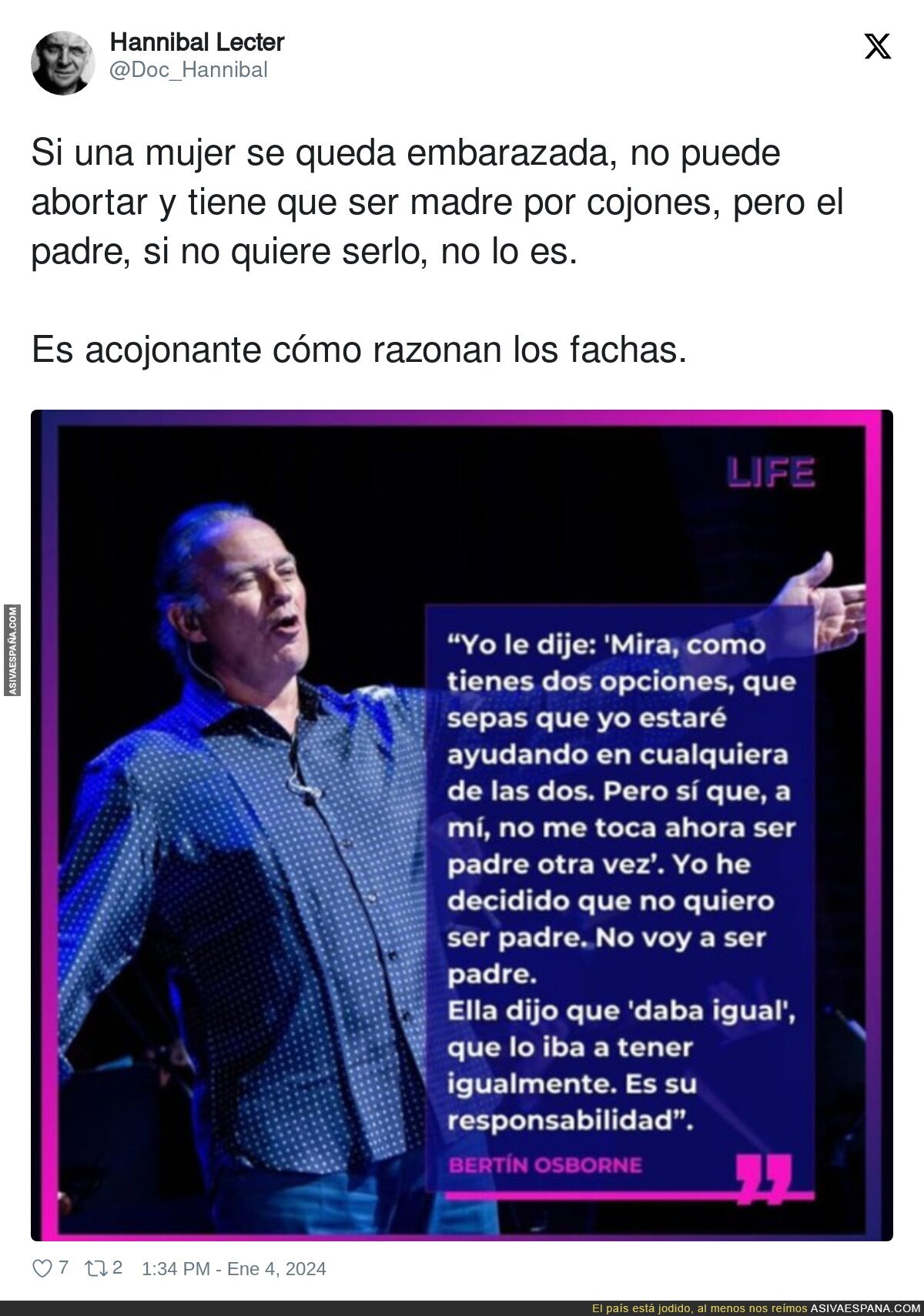 Es lamentable esta lógica de Bertín Osborne