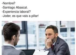 Santiago Abascal en una entrevista de trabajo
