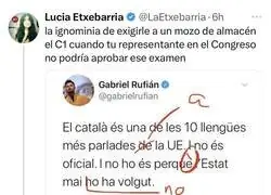 Gabriel Rufián queda retratado con el catalán