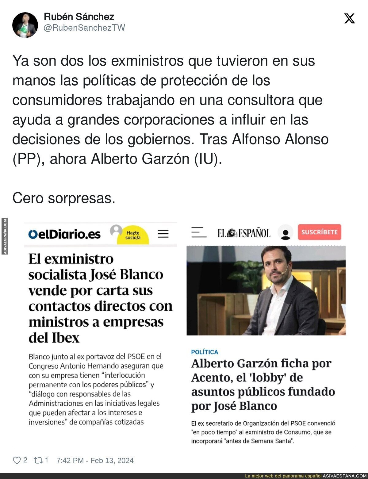 Alberto Garzón cae en las puertas giratorias
