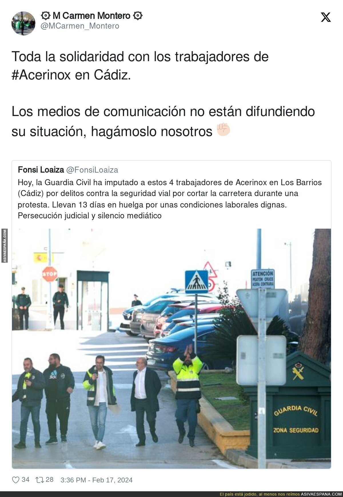 Toda la solidaridad con los trabajadores de #Acerinox en Cádiz.

Los medios de comunicación no están difundiendo su situación, hagámoslo nosotros ✊?, por @MCarmen_Montero
