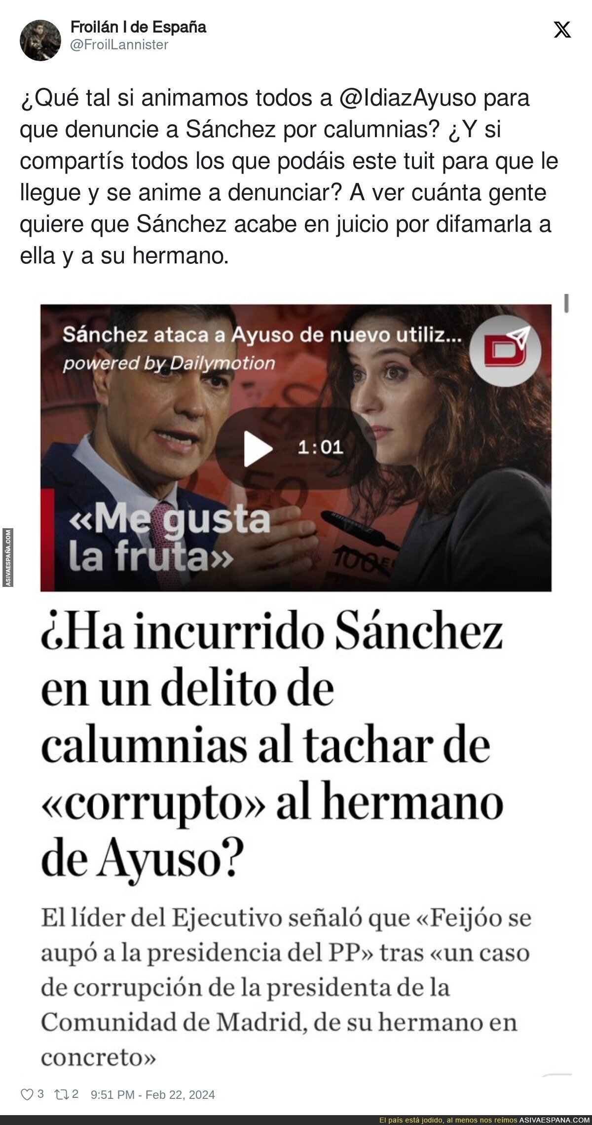 Pedro Sánchez se podría haber pasado de la raya