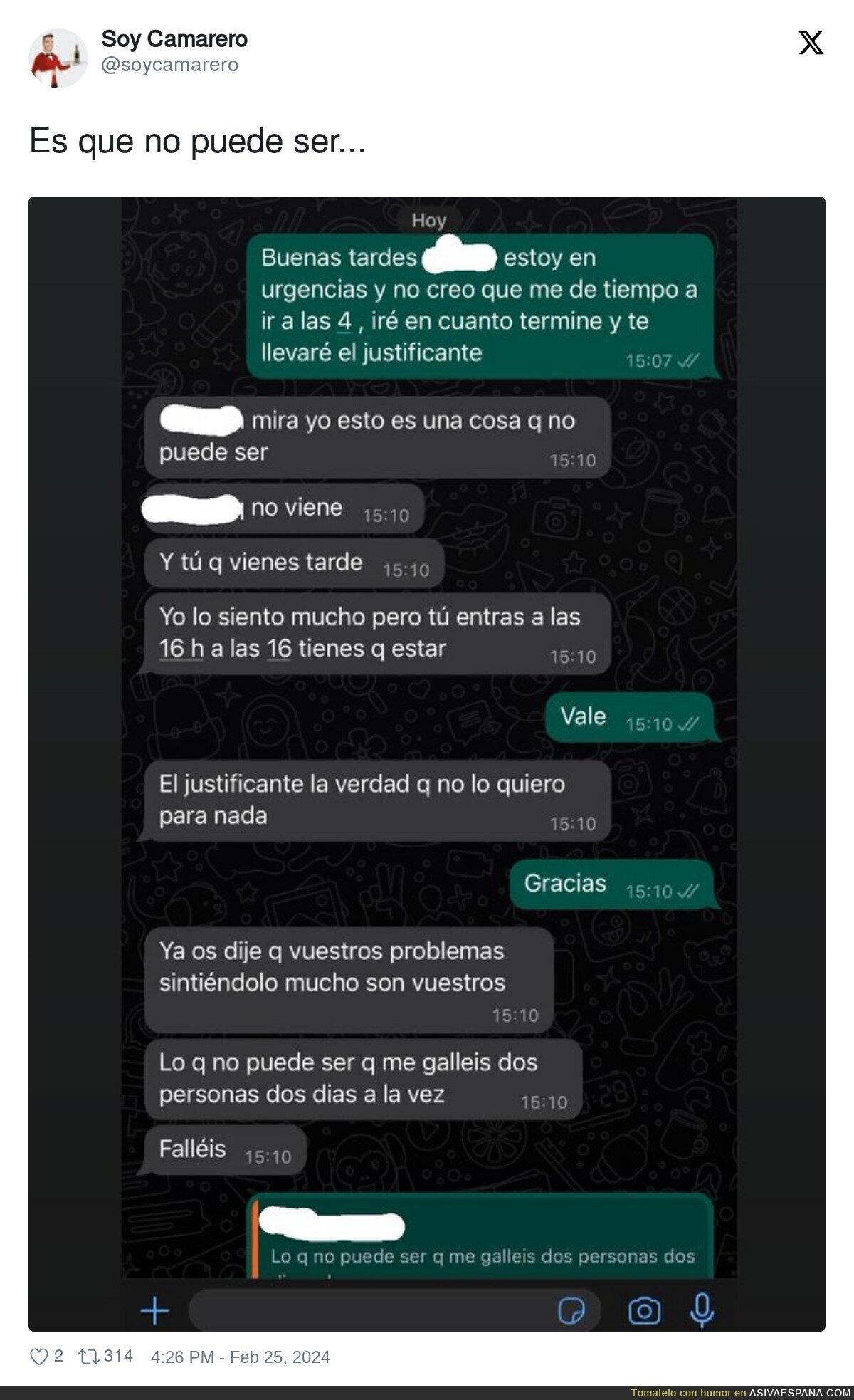 Así reacciona un jefe al tener que faltar por ir al médico