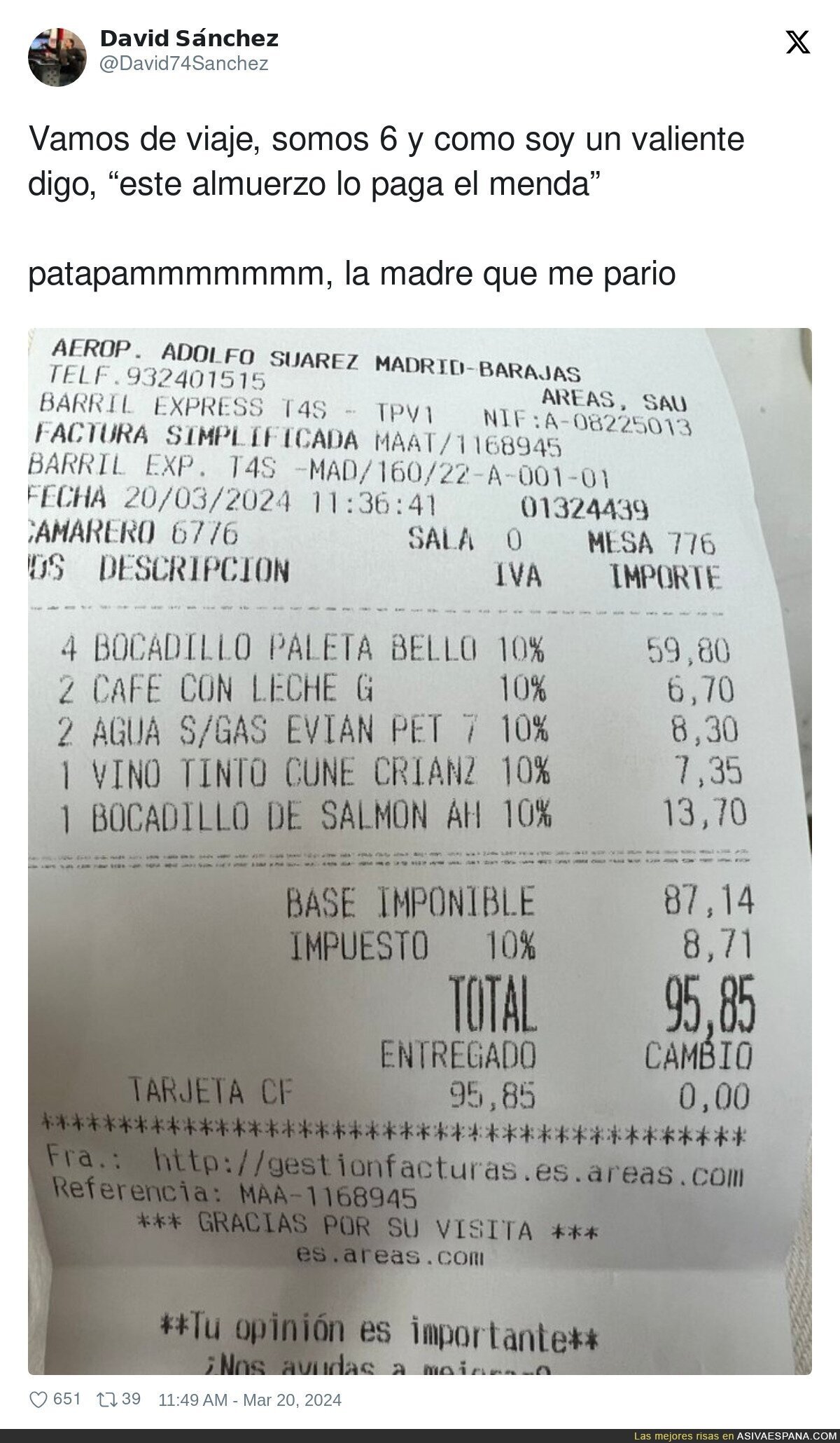 El abusivo precio por comer en el Aeropuerto de Madrid