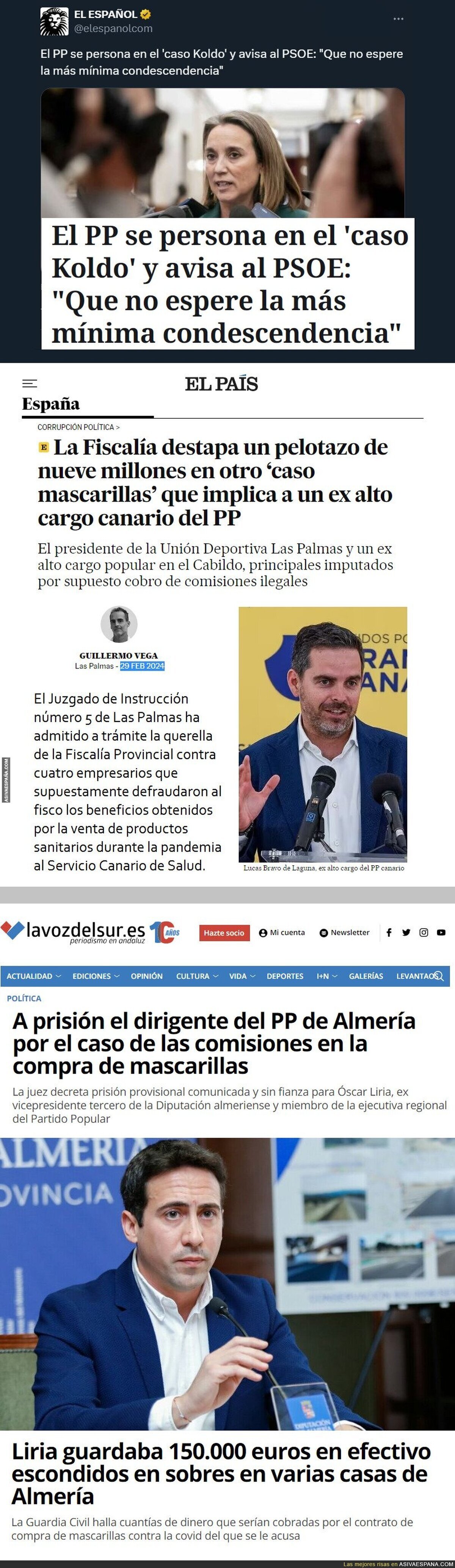 Muy preocupados en el PP con las mordidas en las comisiones de las mascarillas