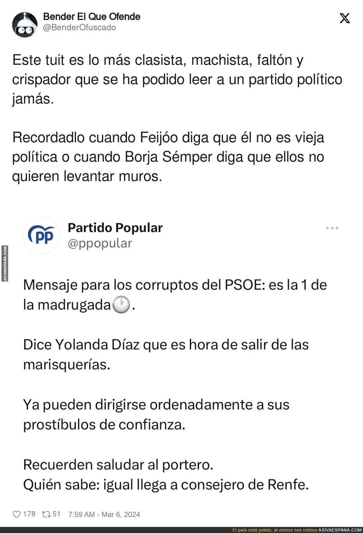 El nivel del PP es lamentable a altas horas de la madrugada