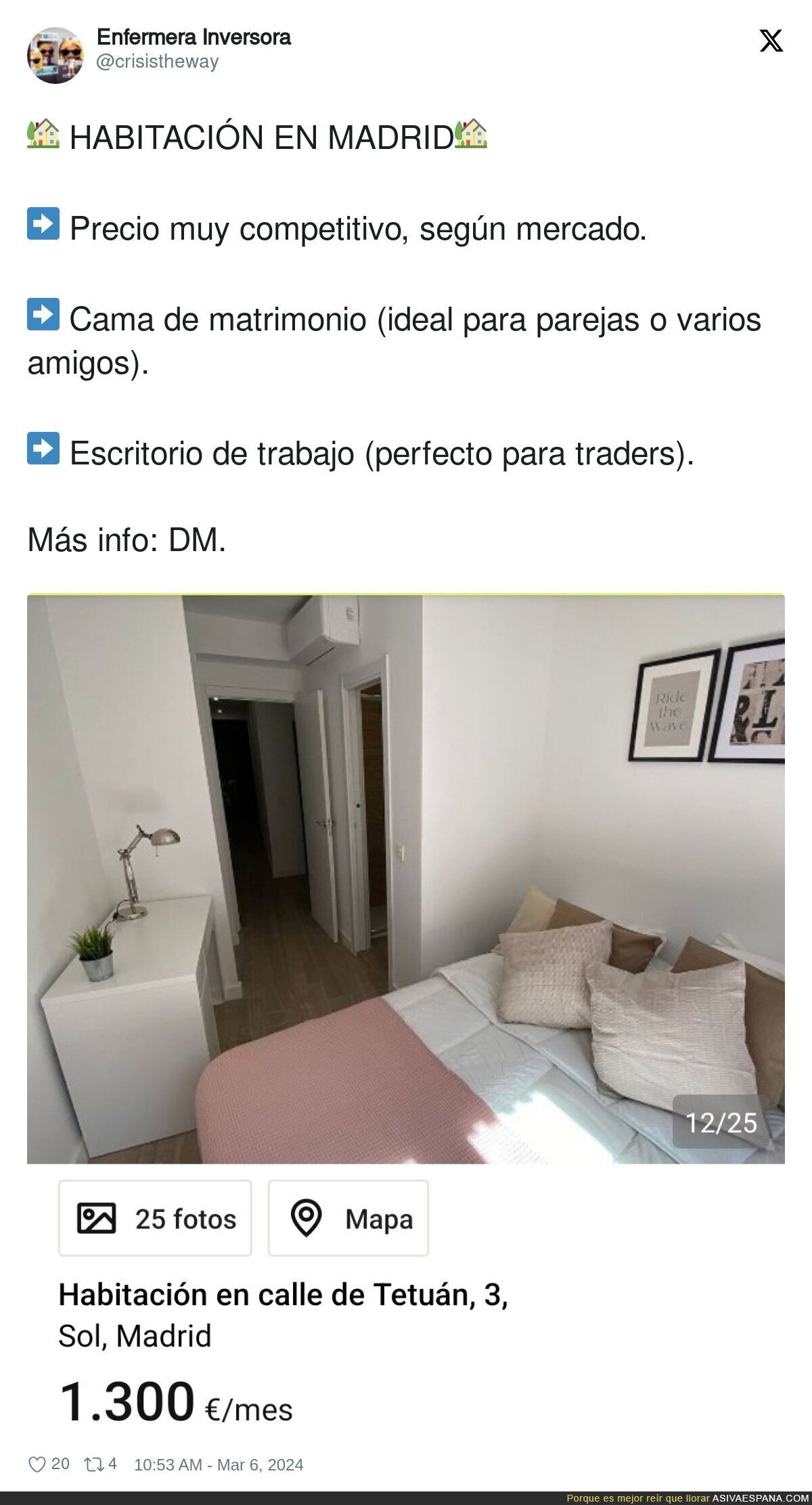Alucinan con este precio de habitación en la zona de Sol en Madrid