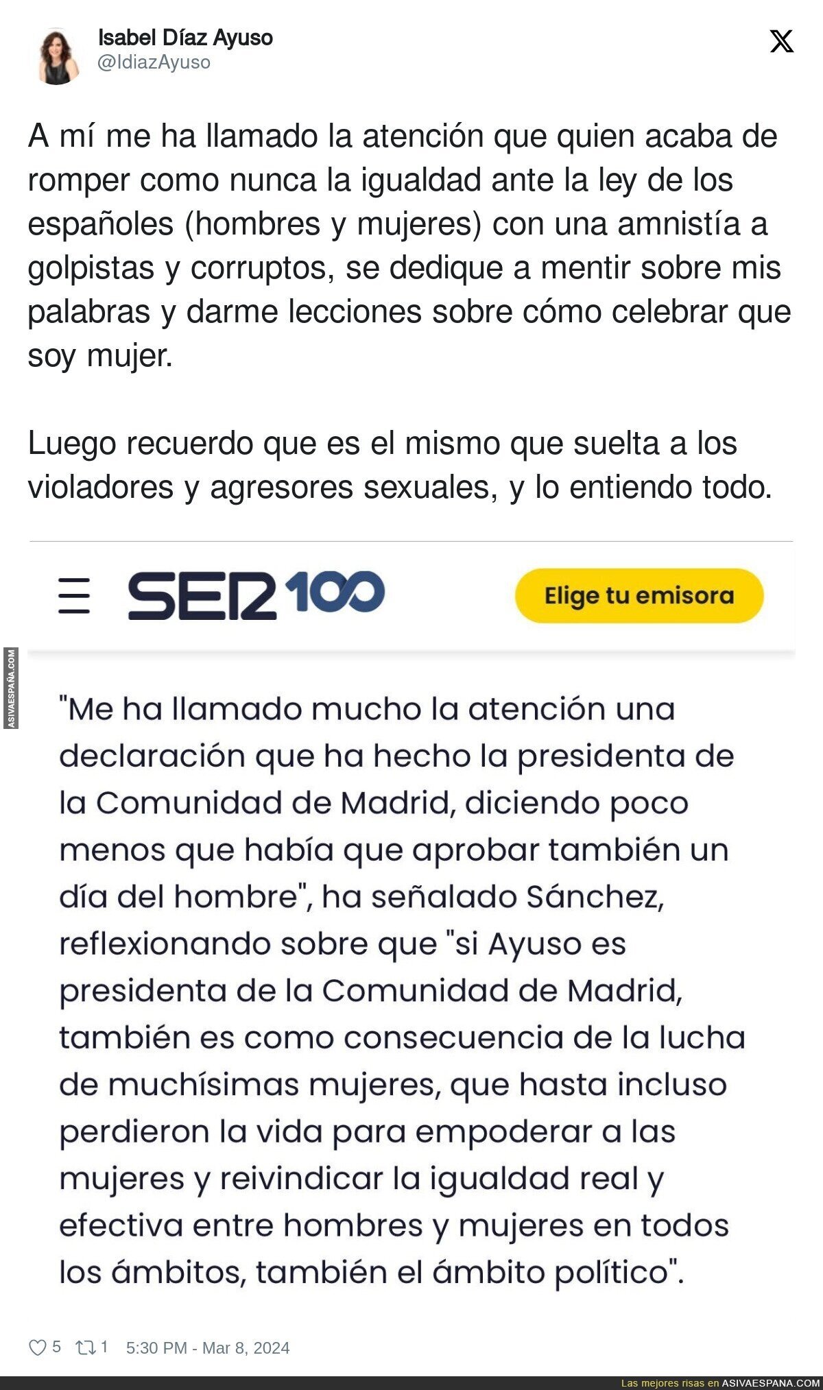 Ayuso responde a Pedro Sánchez con dureza