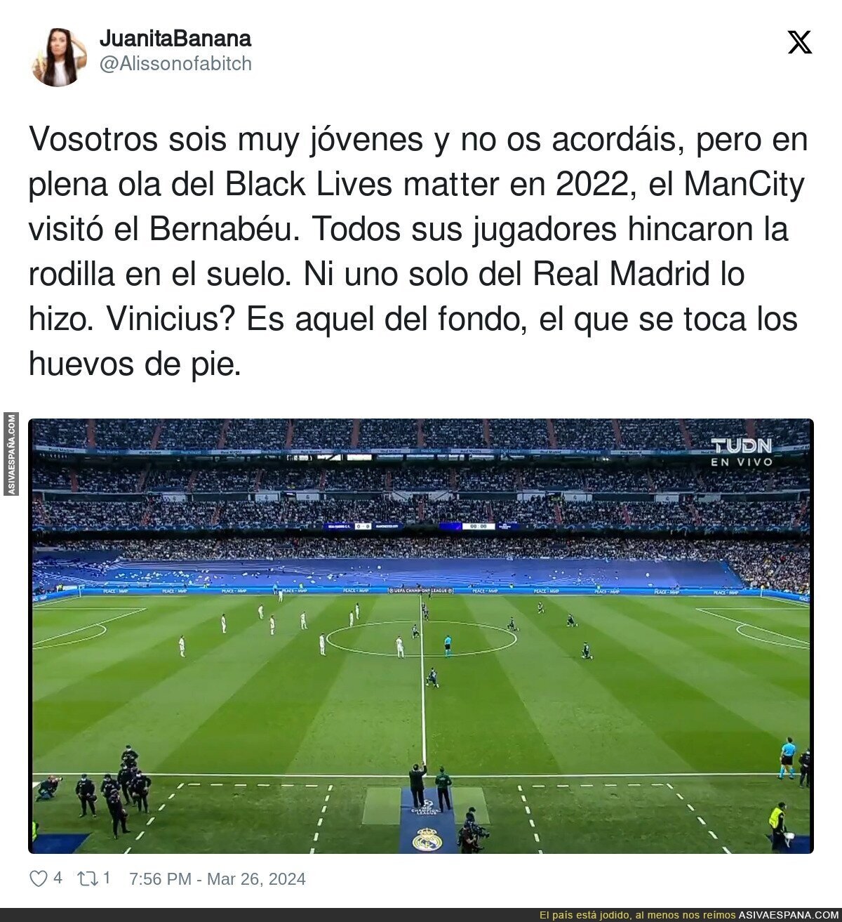 Vinicius solo defiende el racismo por dinero