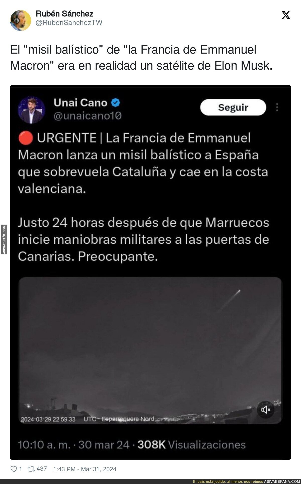 El bulo del misil balístico cruzando España