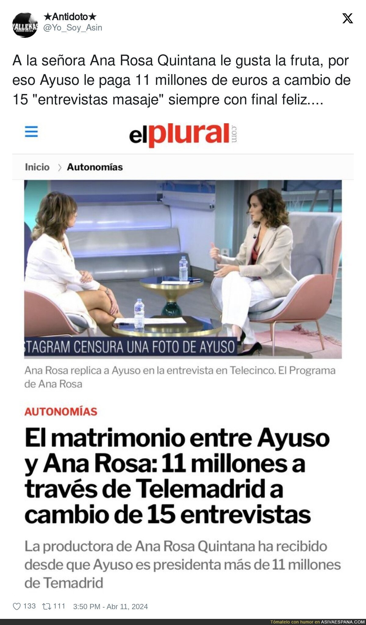 El gran amiguismo entre Ana Rosa Quintana y Isabel Díaz Ayuso