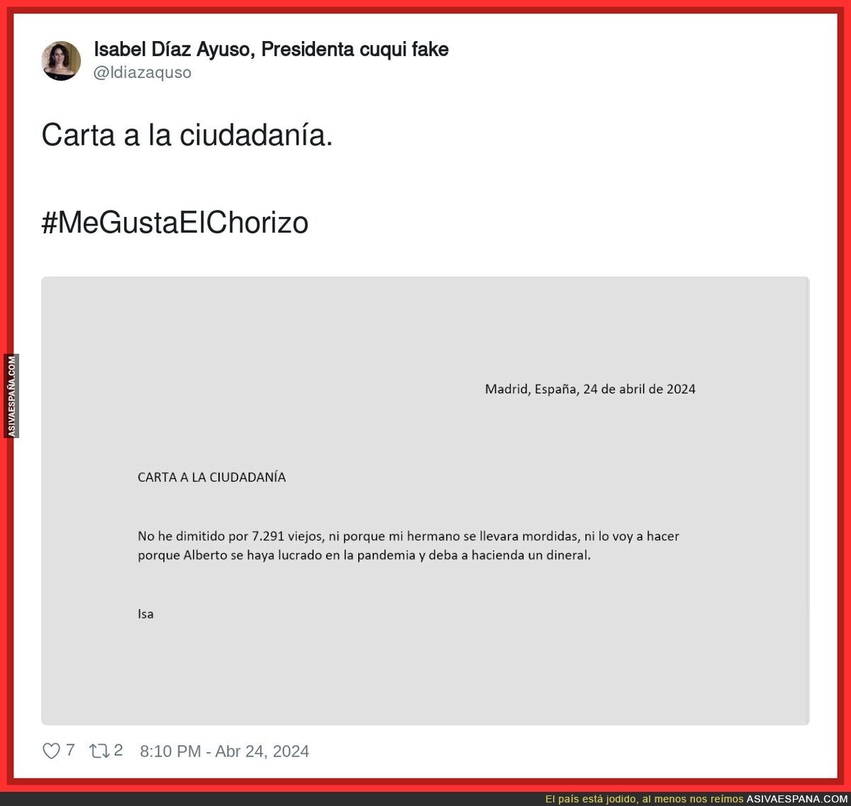 Lo que diría Ayuso a la ciudadanía