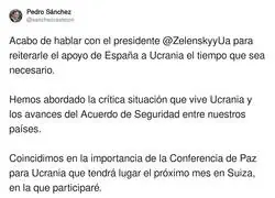 Pedro Sánchez sigue apoyando a Zelenski