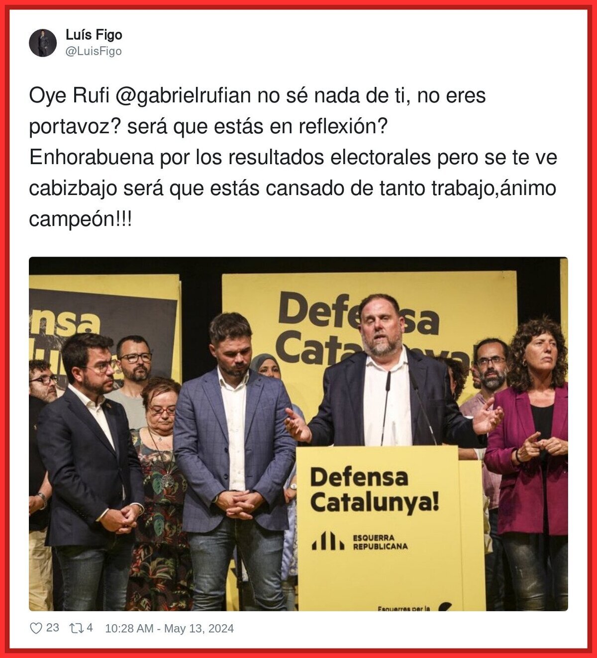 Gabriel Rufián y Figo se enzarzan en una pelea épica en redes sociales