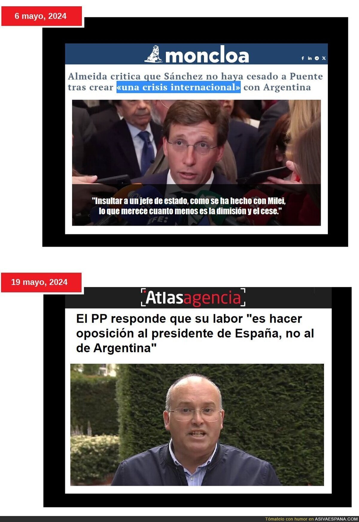 Los patriotas cuando insultan al Presidente de Argentina // Los patriotas cuando insultan al Presidente de España